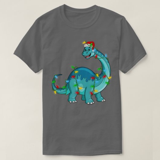 T-shirt Fête de Noël Père Noël Brontosaurus Dinosaur (Design devant)