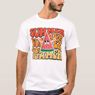 T-shirt Fête de pastèque rétro groovy mignonne d'été