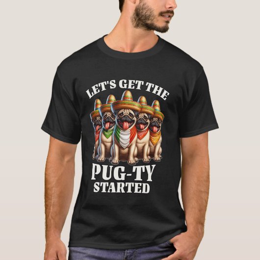 T-shirt Fête de Patte de Pug Cinco Pug De Mayo (Devant)