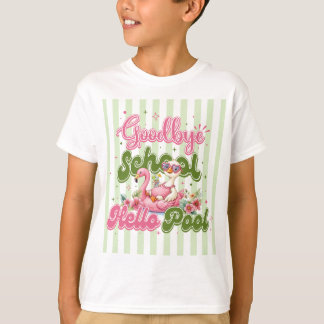 T-Shirt Fête de Piscine Bonjour Bandes Vertes