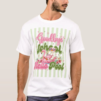T-Shirt Fête de Piscine Bonjour Bandes Vertes