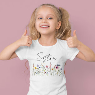 T-Shirt Fête d'enfant de sœur de Prairie de Fleurs Sauvage