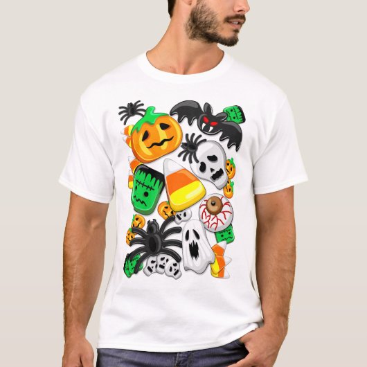 T-shirt Fête des Candies Éffrayantes d'Halloween (Devant)