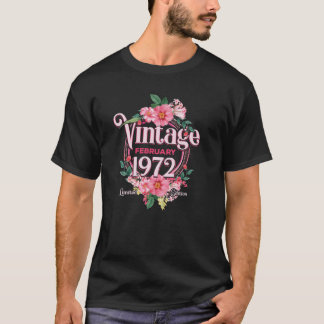 T-shirt Fête des femmes Nées en février 1972 Fleurs Annive