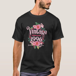 T-shirt Fête des femmes nées en février 1996 Fleurs Bda