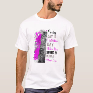 T-shirt Fête des femmes Valentines Maine Coon Cat Mama Mèr