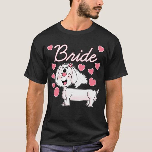 T-shirt Fête des mariées de chien Mariage Dachshund Bride (Devant)