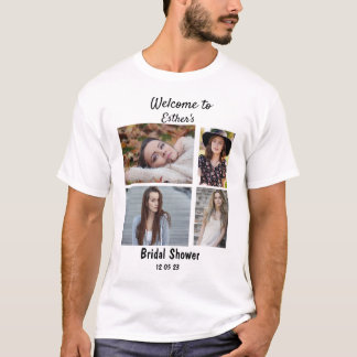 T-shirt Fête des mariées Personnalisée 4 Photo Collage