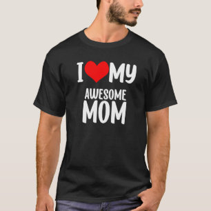 T-shirt Fête des mères Coeur rouge avec amour J'aime ma mè