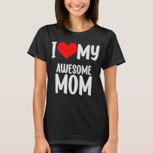 T-shirt Fête des mères Coeur rouge avec amour J'aime ma mè