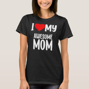 T-shirt Fête des mères Coeur rouge avec amour J'aime ma mè