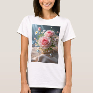 T-shirt Fête des mères Délicat roses roses et marguerites