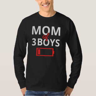 T-shirt Fête des Mères Fatigué Maman de 3 Garçons Batterie