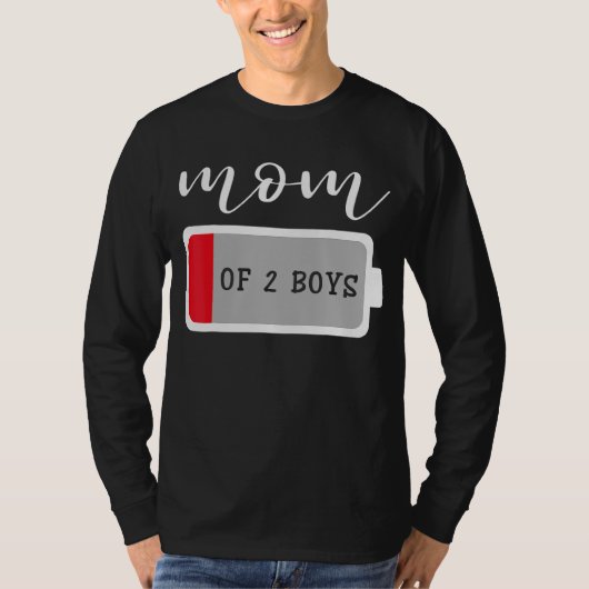 T-shirt Fête des mères Maman de 2 garçons Son Baterry (Devant)