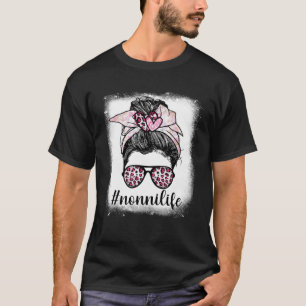 T-shirt Fête des mères Nonni Life Bleaches Messy Bun Leopa