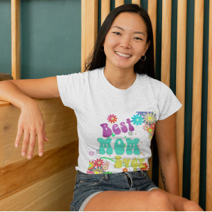 T-shirt Fête des mères Retro Super Floral Meilleure maman 