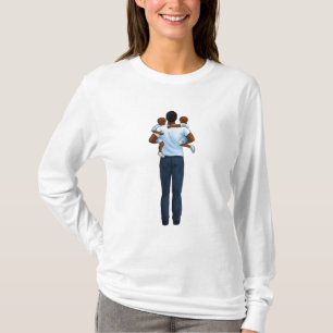 T-shirt Fête des pères afro-américaine papa et deux enfant