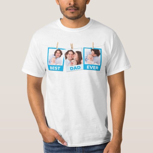 T-shirt Fête des pères| Collage photo de Best Dad Ever 3 (Devant)