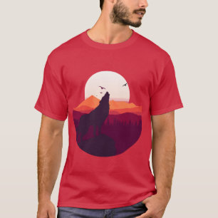 T-shirt Fête des pères de cadeau d'hurlement de loup la