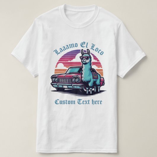T-shirt Fête des pères de voiture classique Llama texte pe (Design devant)