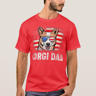 T-shirt Fête des pères Drapeau Américain Corgi papa pour h