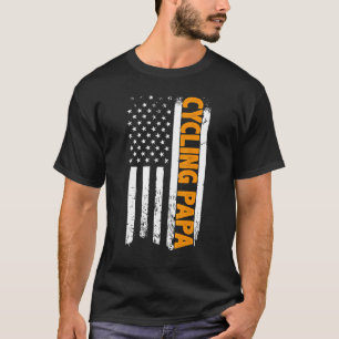 T-shirt Fête des pères Drapeau Américain Cycliste Papa Hom
