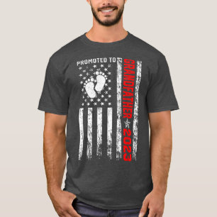 T-shirt Fête des pères Drapeau Rétro Américain Mens Promu