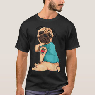 T-shirt Fête des Pères Drôle de Chien Pug J'aime Papa Tato