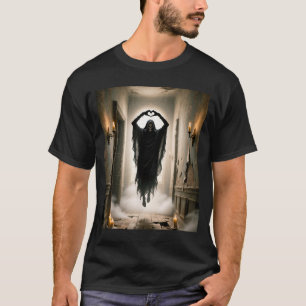 T-shirt Fête des pères fantôme coeur mains horreur visage 