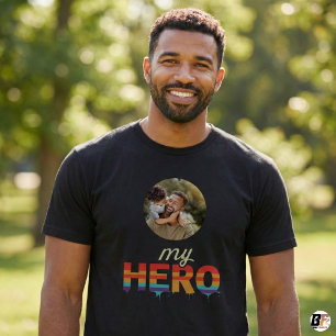 T-shirt Fête des pères Mon héros Photo Avec Papa