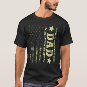 T-shirt Fête des pères Pour Papa Camouflage American Fla