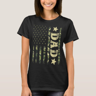 T-shirt Fête des pères Pour Papa Camouflage American Fla