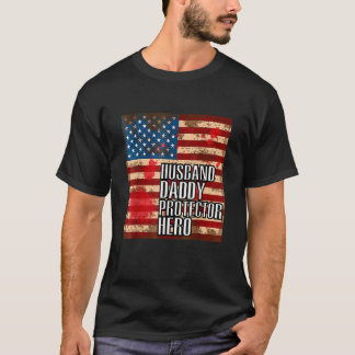T-shirt Fête des pères Pour Papa Mari Daddy Protector Hero