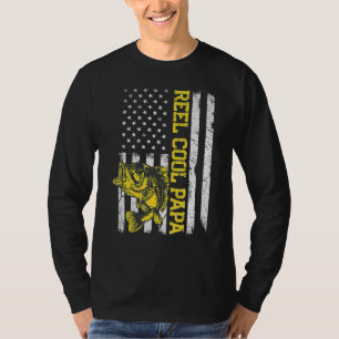 T-shirt Fête des pères Reel Cool Papa Fish American Drapea