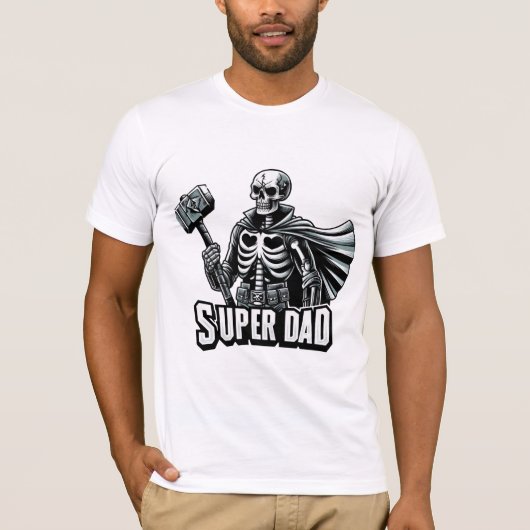 T-shirt Fête des pères Rétro Funny Super Papa Skeleton (Devant)