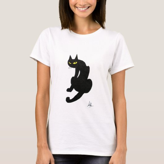 T-SHIRT FÊTE D'HALLOWEEN CHAT NOIR (Devant)