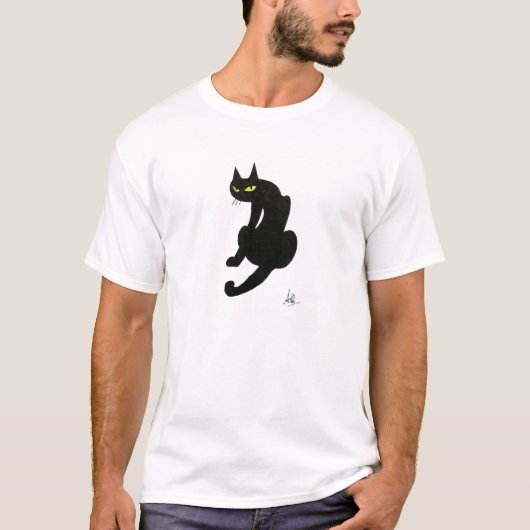 T-SHIRT FÊTE D'HALLOWEEN CHAT NOIR (Devant)