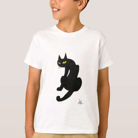 T-SHIRT FÊTE D'HALLOWEEN CHAT NOIR (Devant)