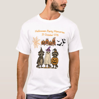 T-shirt Fête d'Halloween de Raton Laveur Mignon 1776 – Drô