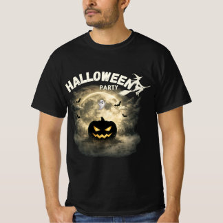 T-shirt Fête d'Halloween Lune Citrouille Fantôme Vintage H