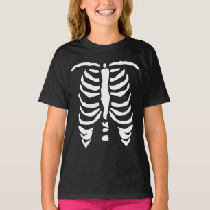 T-shirt fête d'Halloween squelette de cage thoracique os e