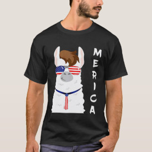 T-shirt Fête du 4 juillet Merica Lama Drapeau américain Al