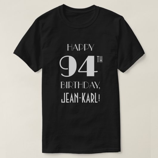 T-shirt Fête du 94e anniversaire - Art Déco inspiré (Design devant)