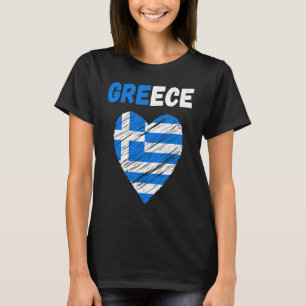 T-shirt Fête du drapeau grec Cœur grec vintage Drapeau de