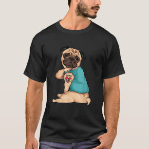 T-shirt Fête du Père cadeau drôle chien Carlin j'aime papa