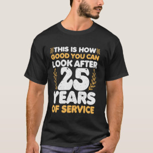T-shirt Fête du service Hommes Femmes 25 ans de travail et