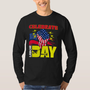 T-shirt Fête du Travail Américain Drapeau Employé