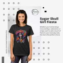 T-Shirt Fête Fille Crâne de Sucre Mexicaine