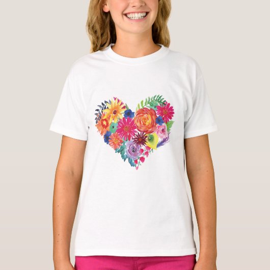T-shirt Fête florale à l'aquarelle (Devant)
