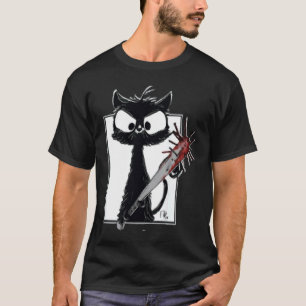 T-shirt Fête Halloween Horreur Coutellerie Sang Éclaboussé